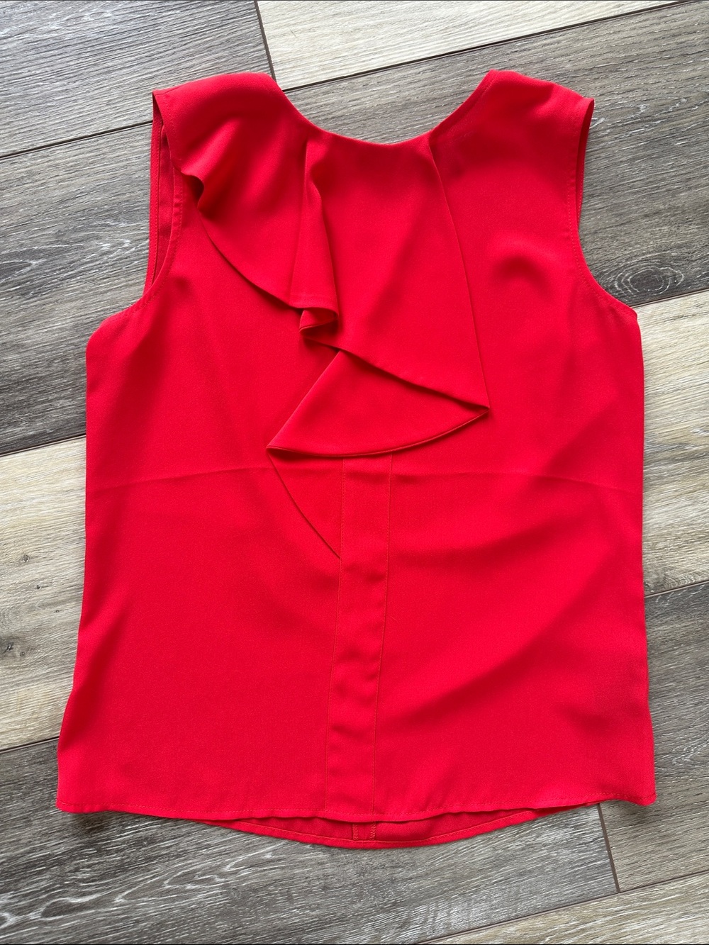 Eva Longoria for The Limited Sleeveless Red Ruffle Front Top